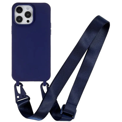For iPhone 16 Pro Lanyard Case TPU Soft Matte Phone Cover