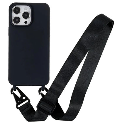 For iPhone 16 Pro Lanyard Case TPU Soft Matte Phone Cover