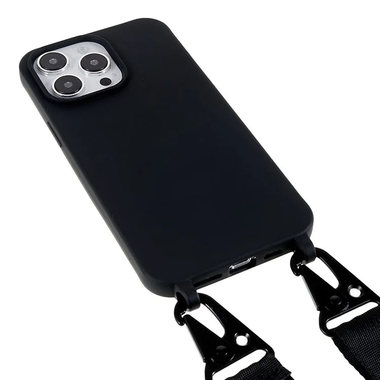 For iPhone 16 Pro Lanyard Case TPU Soft Matte Phone Cover