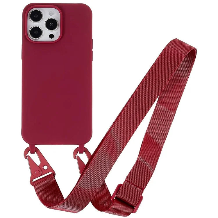 For iPhone 16 Pro Lanyard Case TPU Soft Matte Phone Cover