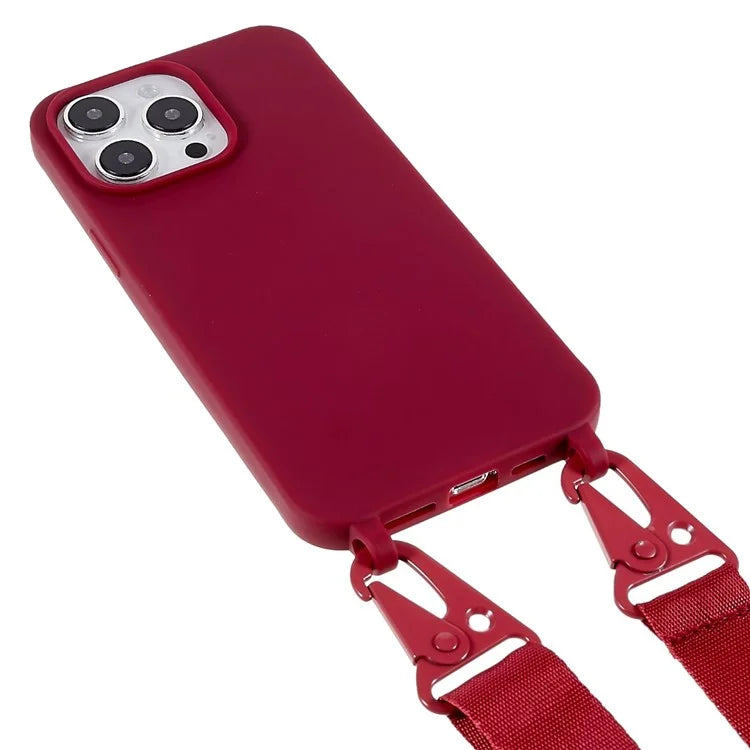 For iPhone 16 Pro Lanyard Case TPU Soft Matte Phone Cover