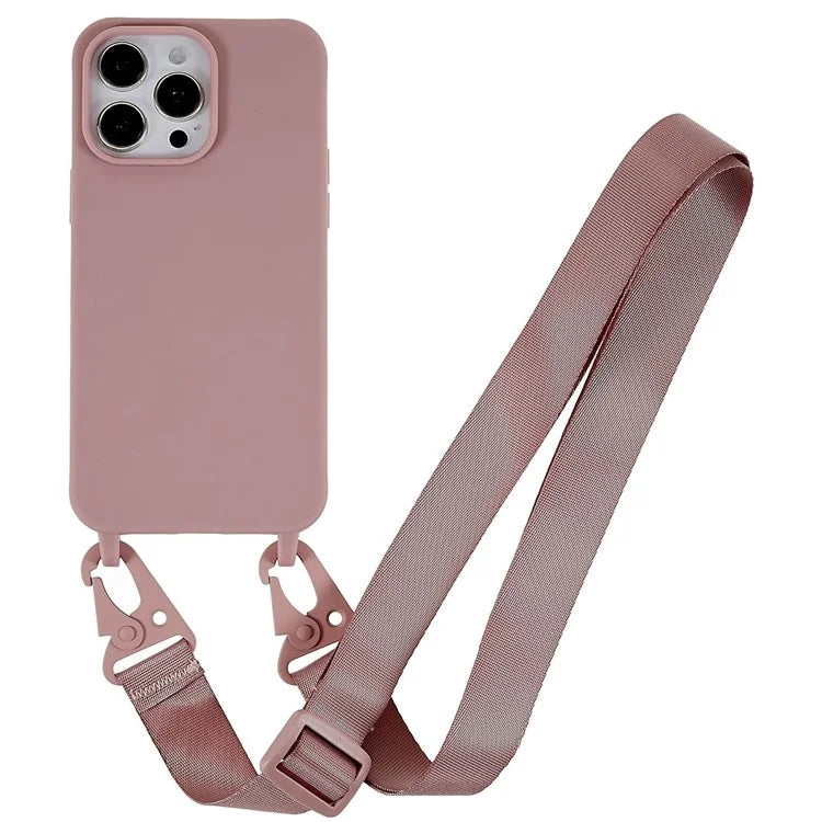 For iPhone 16 Pro Lanyard Case TPU Soft Matte Phone Cover