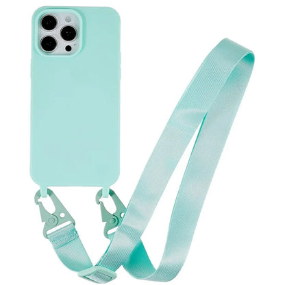 For iPhone 16 Pro Lanyard Case TPU Soft Matte Phone Cover
