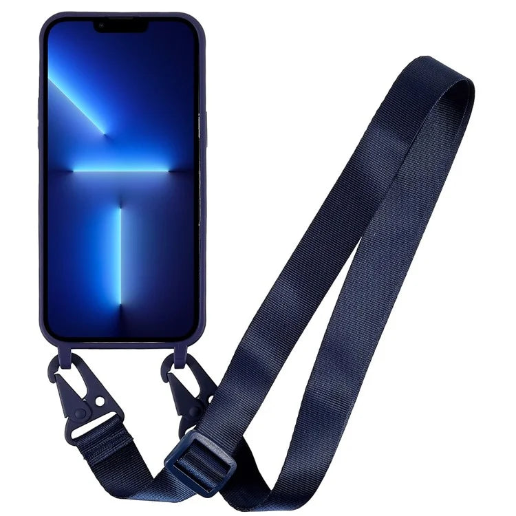 For iPhone 16 Pro Max Case Matte TPU Cell Phone Cover Adjustable Neck Cord Strap