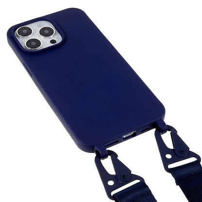 For iPhone 16 Pro Max Case Matte TPU Cell Phone Cover Adjustable Neck Cord Strap