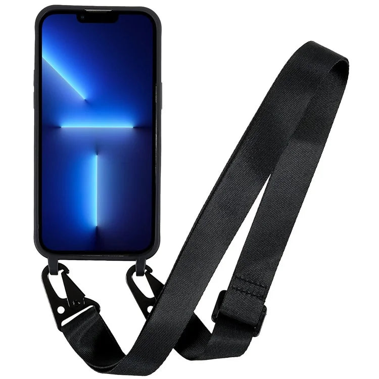 For iPhone 16 Pro Max Case Matte TPU Cell Phone Cover Adjustable Neck Cord Strap