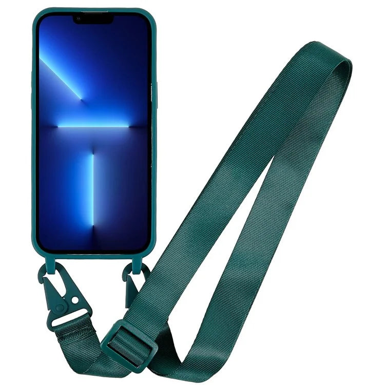 For iPhone 16 Pro Max Case Matte TPU Cell Phone Cover Adjustable Neck Cord Strap