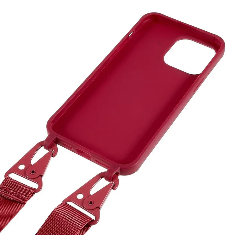For iPhone 16 Pro Max Case Matte TPU Cell Phone Cover Adjustable Neck Cord Strap