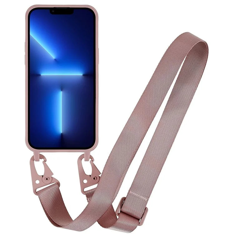 For iPhone 16 Pro Max Case Matte TPU Cell Phone Cover Adjustable Neck Cord Strap