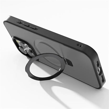 For iPhone 16 Pro Max Case Magnetic Kickstand TPU+PC Phone Cover Matte Translucent