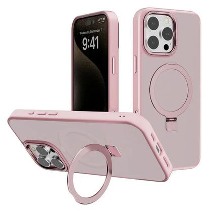 For iPhone 16 Pro Max Case Magnetic Kickstand TPU+PC Phone Cover Matte Translucent