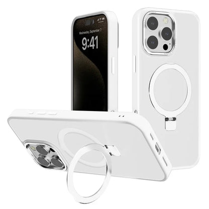 For iPhone 16 Pro Max Case Magnetic Kickstand TPU+PC Phone Cover Matte Translucent