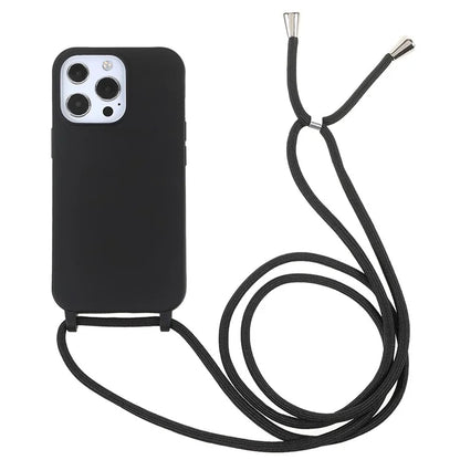 For iPhone 16 Pro Max Case TPU Soft Shockproof Phone Cover with Adjustable Lanyard