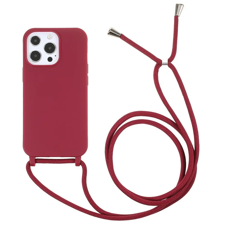 For iPhone 16 Pro Max Case TPU Soft Shockproof Phone Cover with Adjustable Lanyard