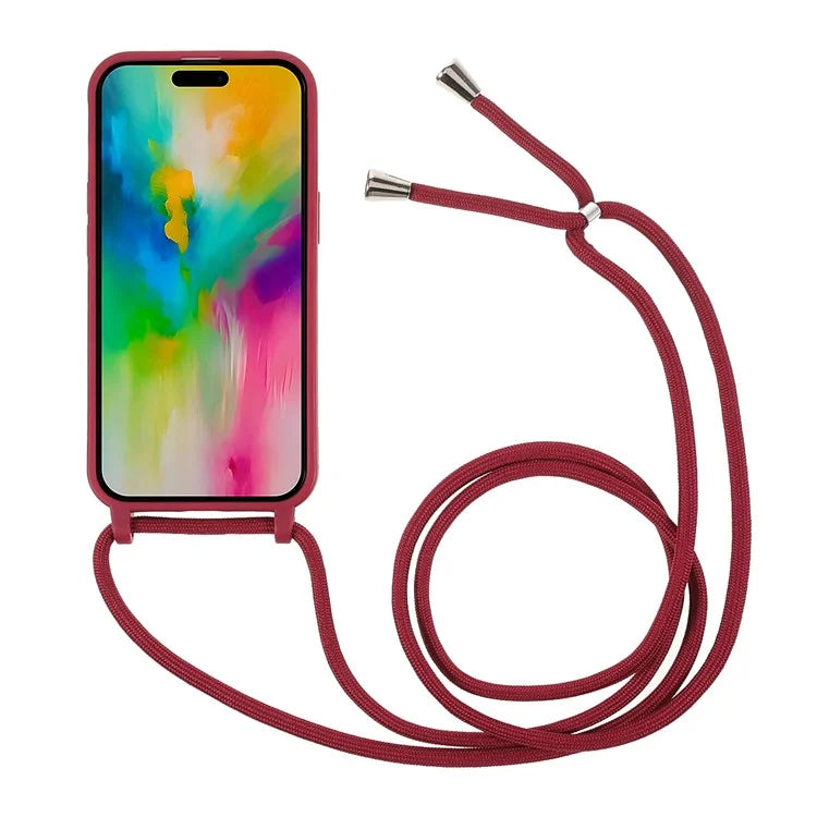 For iPhone 16 Pro Max Case TPU Soft Shockproof Phone Cover with Adjustable Lanyard