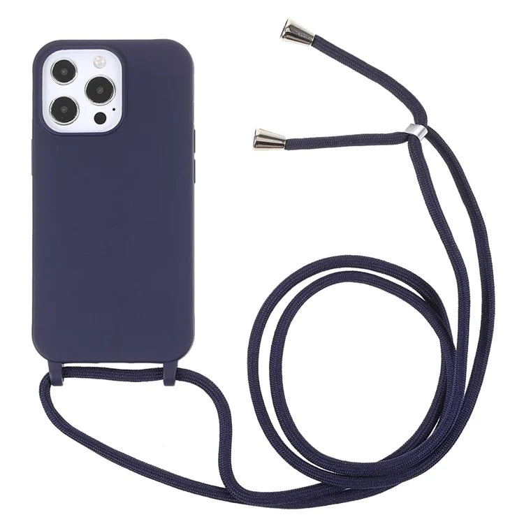 For iPhone 16 Pro Max Case TPU Soft Shockproof Phone Cover with Adjustable Lanyard
