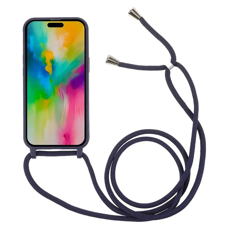 For iPhone 16 Pro Max Case TPU Soft Shockproof Phone Cover with Adjustable Lanyard