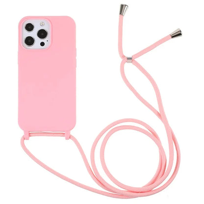 For iPhone 16 Pro Max Case TPU Soft Shockproof Phone Cover with Adjustable Lanyard