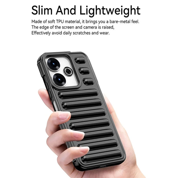 WANLONFENG LK Series for Xiaomi Redmi 13 5G  /  4G TPU Case Capsule Ribbed Cover with Screen Film