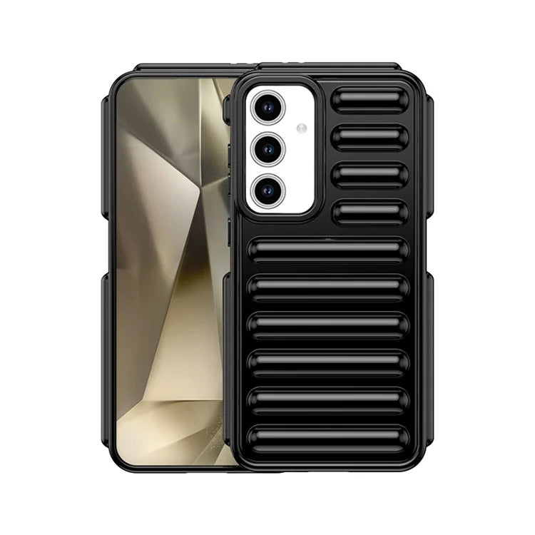 WANLONFENG LK Series for Samsung Galaxy S24 FE Case Ribbed TPU Phone Cover with Screen Film