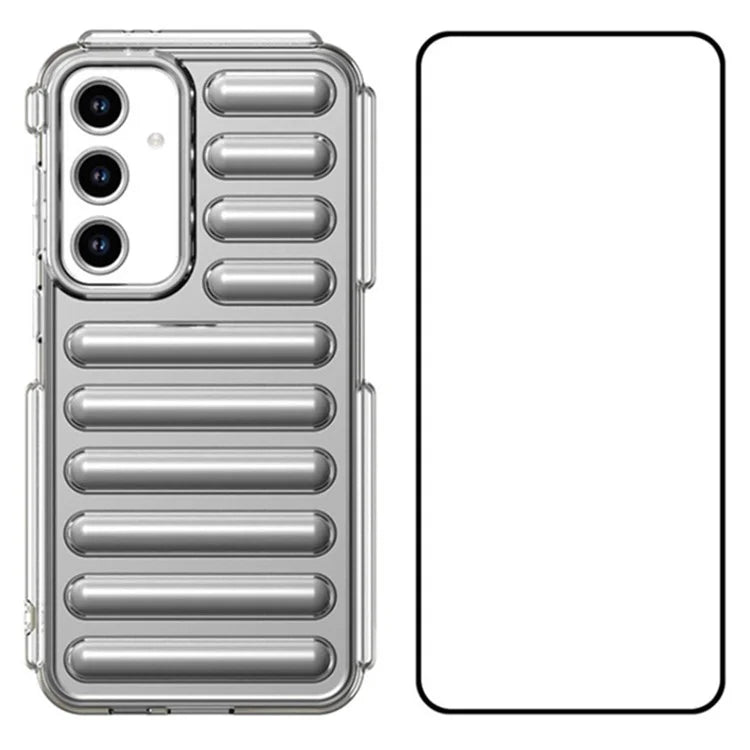 WANLONFENG LK Series for Samsung Galaxy S24 FE Case Ribbed TPU Phone Cover with Screen Film