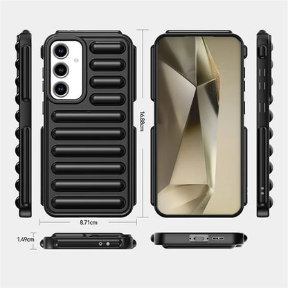 WANLONFENG LK Series for Samsung Galaxy S24 FE Case Ribbed TPU Phone Cover with Screen Film