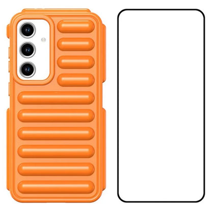 WANLONFENG LK Series for Samsung Galaxy S24 FE Case Ribbed TPU Phone Cover with Screen Film