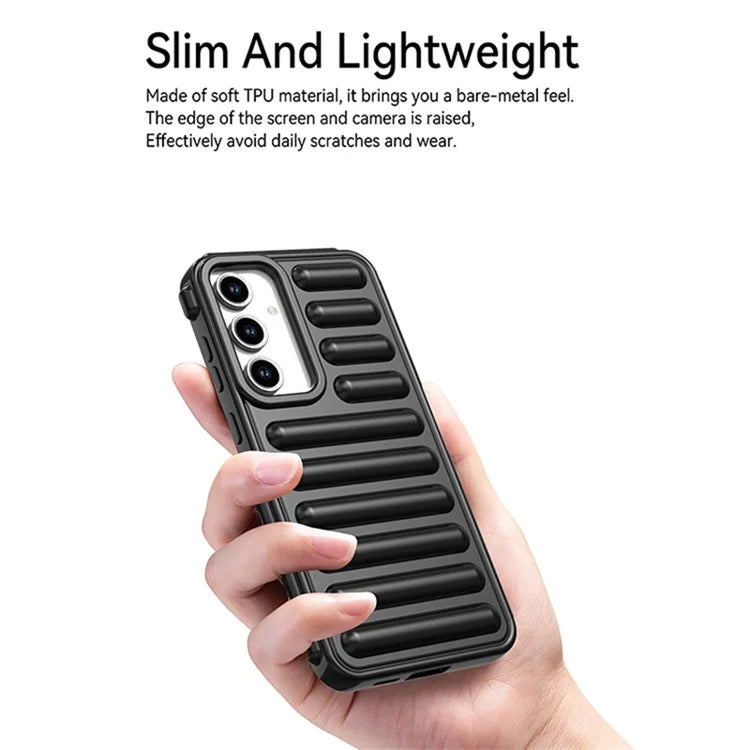 WANLONFENG LK Series for Samsung Galaxy S24 FE Case Ribbed TPU Phone Cover with Screen Film