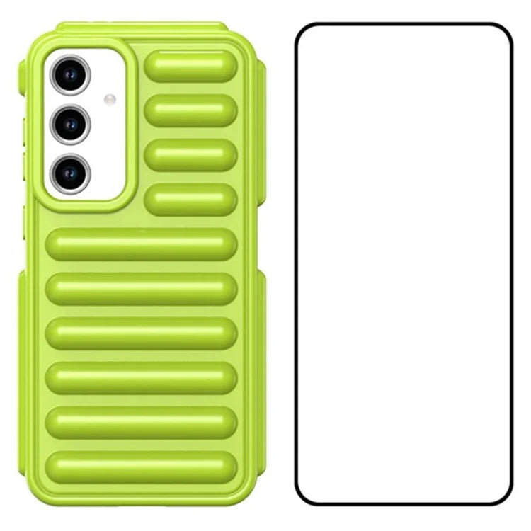 WANLONFENG LK Series for Samsung Galaxy S24 FE Case Ribbed TPU Phone Cover with Screen Film