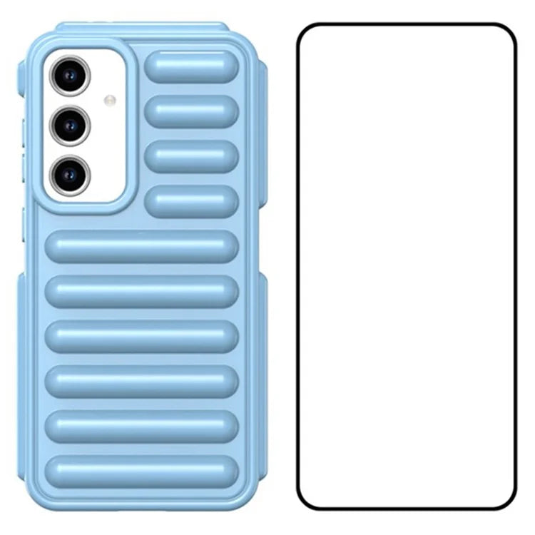 WANLONFENG LK Series for Samsung Galaxy S24 FE Case Ribbed TPU Phone Cover with Screen Film