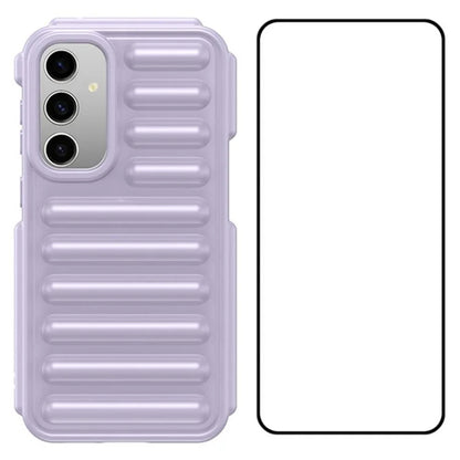 WANLONFENG LK Series for Samsung Galaxy S24 FE Case Ribbed TPU Phone Cover with Screen Film