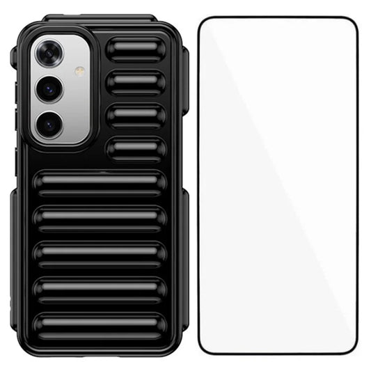 WANLONFENG LK Series for Samsung Galaxy S24 TPU Case Capsule Ribbed Phone Cover with Screen Film