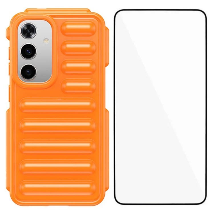 WANLONFENG LK Series for Samsung Galaxy S24 TPU Case Capsule Ribbed Phone Cover with Screen Film