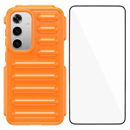 WANLONFENG LK Series for Samsung Galaxy S24 TPU Case Capsule Ribbed Phone Cover with Screen Film