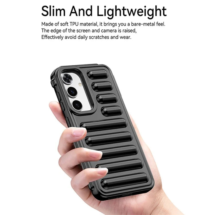 WANLONFENG LK Series for Samsung Galaxy S24 TPU Case Capsule Ribbed Phone Cover with Screen Film