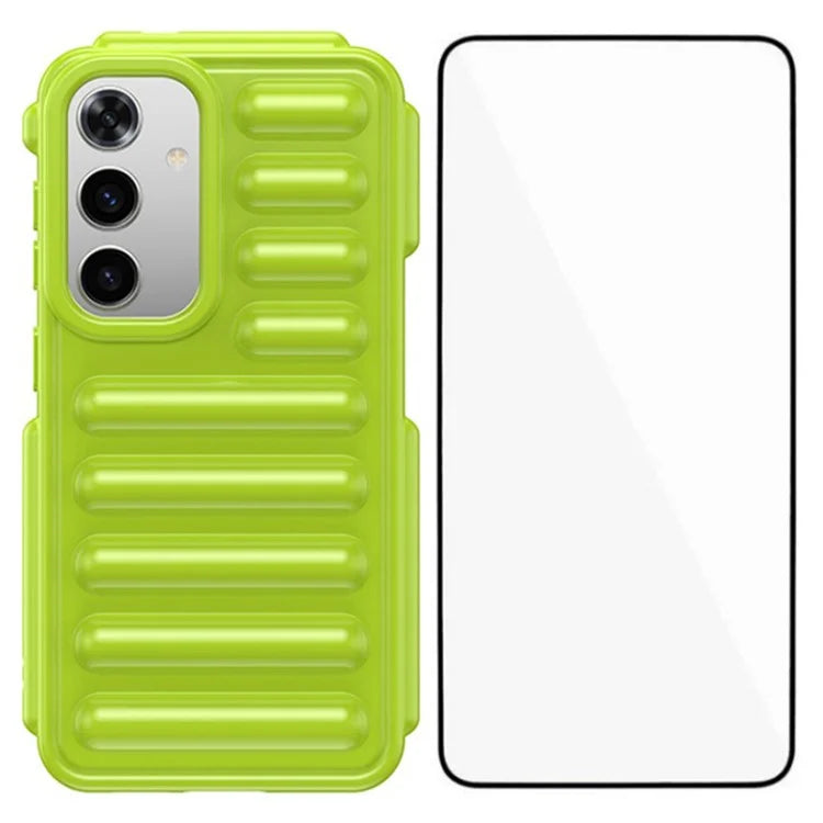 WANLONFENG LK Series for Samsung Galaxy S24 TPU Case Capsule Ribbed Phone Cover with Screen Film