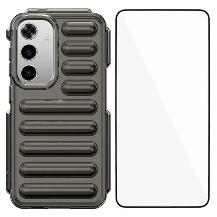 WANLONFENG LK Series for Samsung Galaxy S24 TPU Case Capsule Ribbed Phone Cover with Screen Film