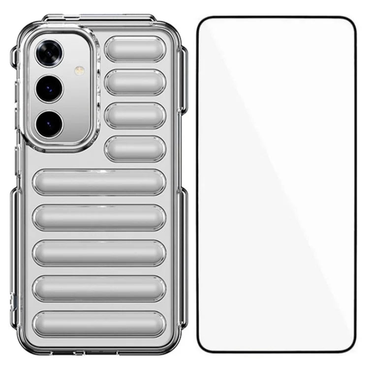 WANLONFENG LK Series for Samsung Galaxy S24 TPU Case Capsule Ribbed Phone Cover with Screen Film