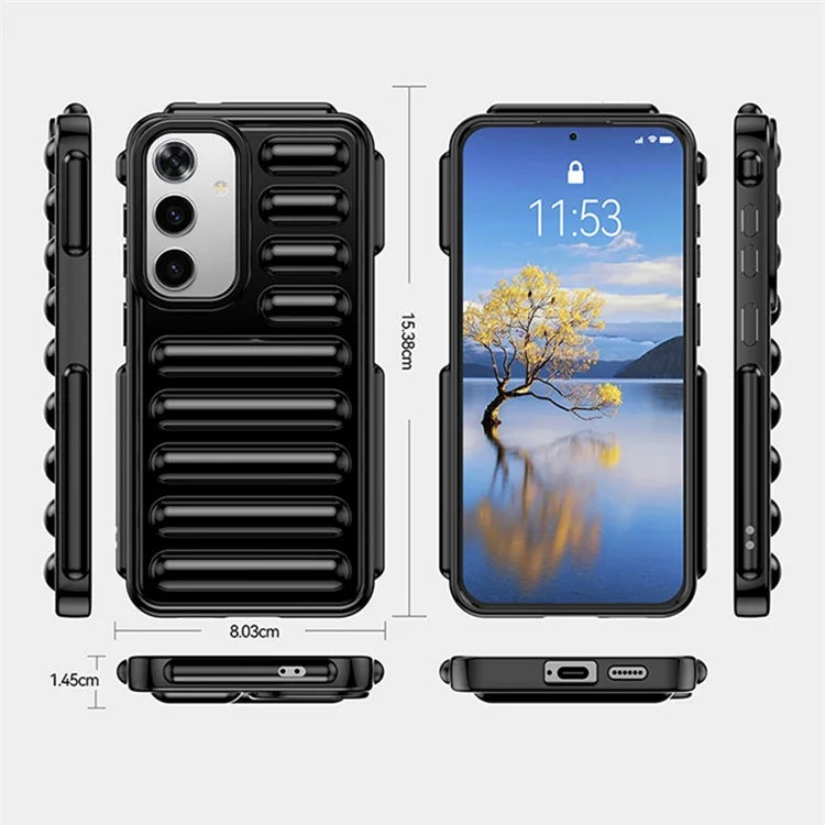 WANLONFENG LK Series for Samsung Galaxy S24 TPU Case Capsule Ribbed Phone Cover with Screen Film