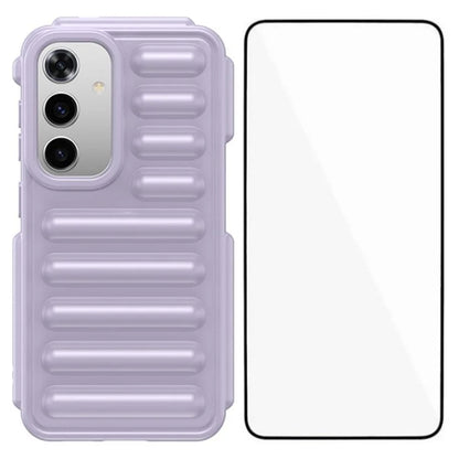WANLONFENG LK Series for Samsung Galaxy S24 TPU Case Capsule Ribbed Phone Cover with Screen Film