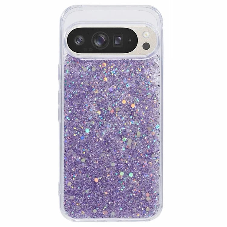 For Google Pixel 9 Pro XL Case Shockproof Soft TPU Phone Cover Glittery Design