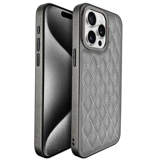 KST DESIGN For iPhone 16 Pro Max Case Stitching Rhombus Leather Phone Back Cover