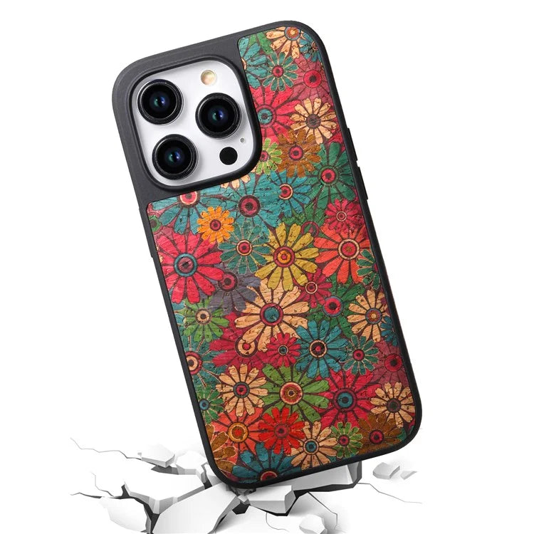 A12 For iPhone 15 Pro Max Case Compatible with MagSafe Floral PU Leather Back Phone Cover