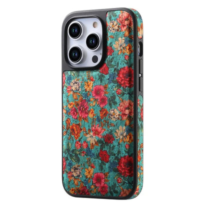 A12 For iPhone 15 Pro Max Case Compatible with MagSafe Floral PU Leather Back Phone Cover