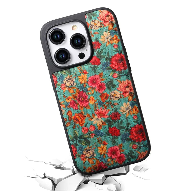 A12 For iPhone 15 Pro Max Case Compatible with MagSafe Floral PU Leather Back Phone Cover