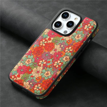 A12 For iPhone 15 Pro Max Case Compatible with MagSafe Floral PU Leather Back Phone Cover
