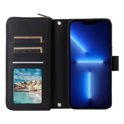 R20 For iPhone 13 Pro Max Case Zipper Wallet Phone Leather Cover with Hand Strap