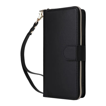 R20 For iPhone 13 Pro Max Case Zipper Wallet Phone Leather Cover with Hand Strap