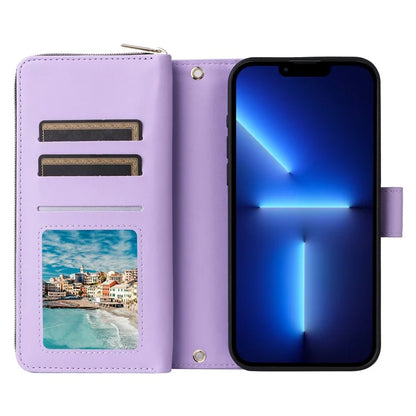 R20 For iPhone 13 Pro Max Case Zipper Wallet Phone Leather Cover with Hand Strap