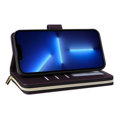 R20 For iPhone 13 Pro Max Case Zipper Wallet Phone Leather Cover with Hand Strap